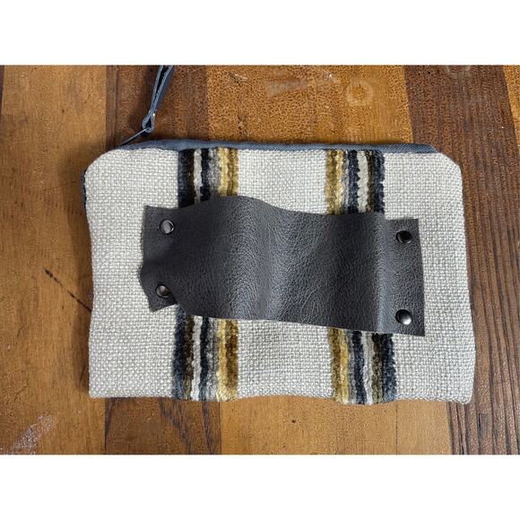 small handmade clutch,  one of a kind fully lined leather strap - Picture 2 of 4